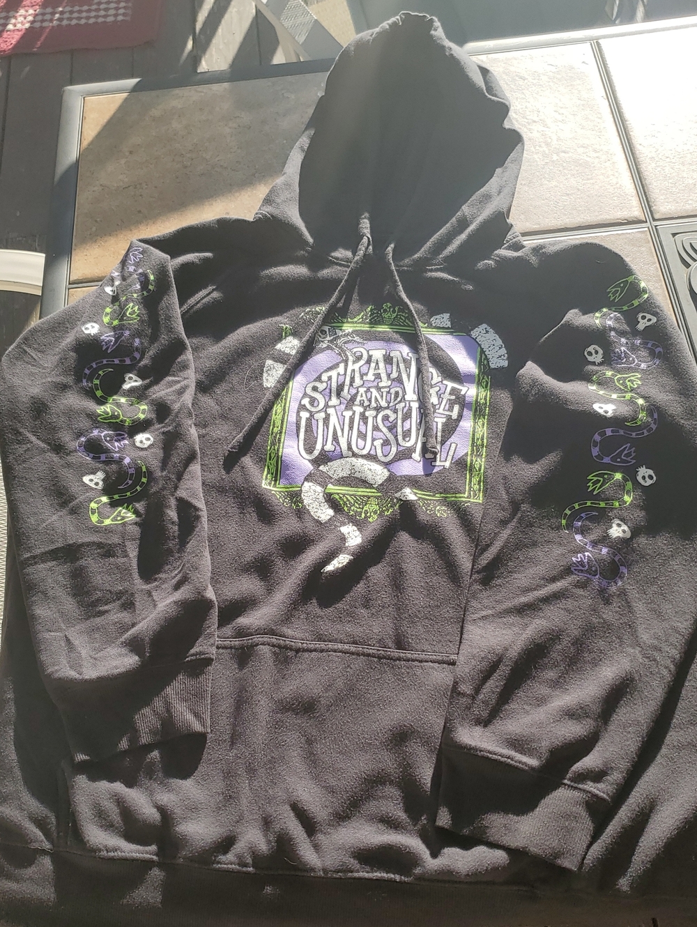 Torrid Black Beetlejuice "Strange and Unusual" Graphic Hoodie with Snake Sleeves